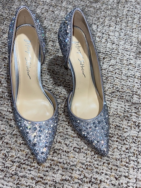 Betsey Johnson Shoes - Betsey Johnson Silver Crystal Pointed Pumps